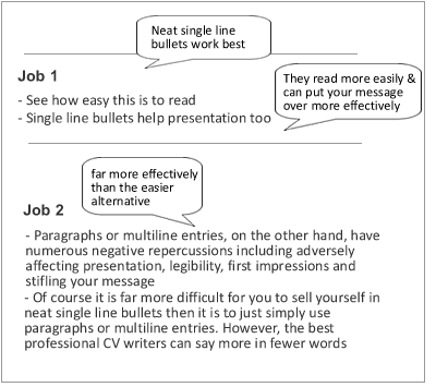 cv spacing and legibility